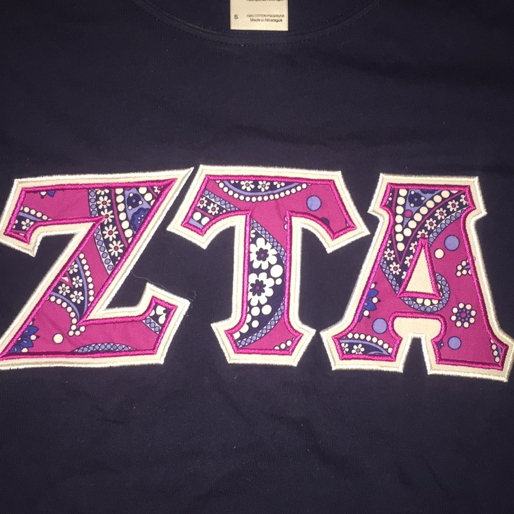 Zeta Tau Alpha Vera Bradley stitched letter shirt